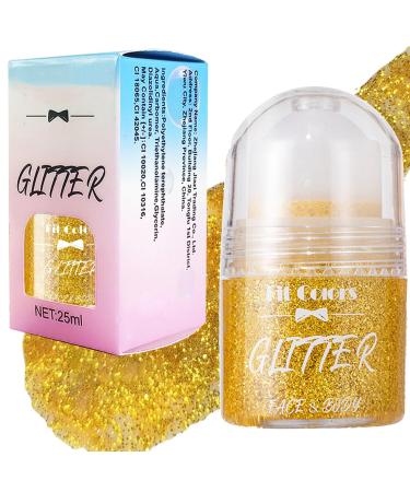 Eryndis Festival Glitter Liquid Gel Face Glitter Body Glitter Glitter Gold 25ml for Face Hair Lip Nails Permanent Makeup Accessory