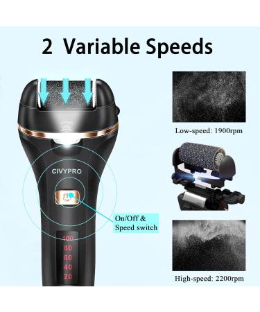 Electric Foot Callus Remover - Rechargeable Waterproof Pedicure Tool for Dead Skin Removal | Ideal Gift for Feet Care (Black - Buy Online on GoSupps.com