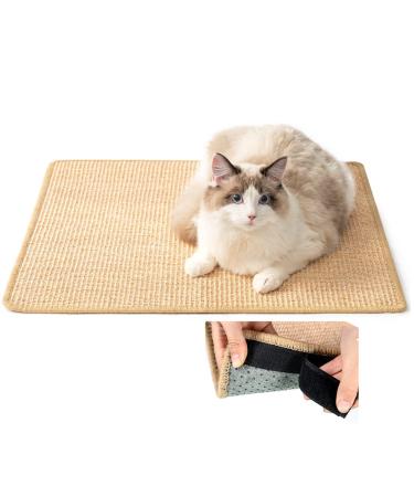ChicWow Cat Scratcher, Cat Scratch Pad with Adhesive Hook Loop Tape, Sisal Fabric Cat Scratching Pad, Stick on Floor Carpet Couch as Cat Scratch Furniture Protector, Cat Wall Scratcher, 23.6 X 15.7 In