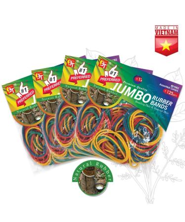 Rubber Bands 500 Pcs Jumbo Large Size No Break & Damage Stretchy Elastic Premium Quality Made in Vietnam Hair Ties (Assorted - 4 Pack of 125 Pcs) - Buy Online on GoSupps.com