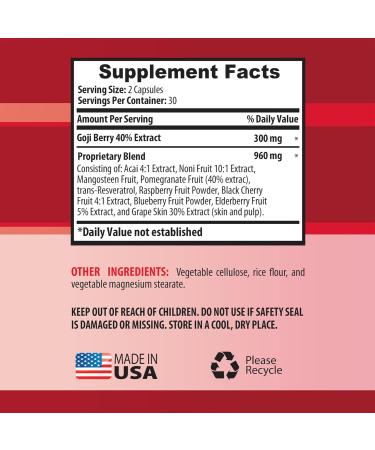 antioxidant multivitamin - GOJI BERRY - NATURAL ANTIOXIDANT COMPLEX - Natural resveratrol - antioxidants supplement - superfood goji berries goji berry supplements superfood antioxidant 2B 120Caps - Buy Online on GoSupps.com