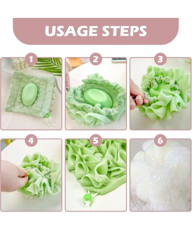 2PCS Luffa Sponges - 2 in 1 Fine Mesh Shower Loofah & Soap Storage Washcloth - Ideal Bath Sponge with Drawstring for Ultimate Cleanliness - Buy Online on GoSupps.com