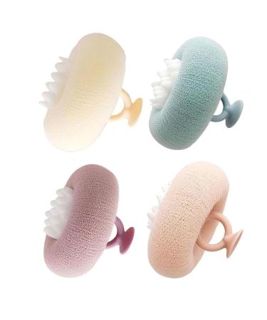 2024 New Upgrade 2-in-1 Sunflower Bath Ball Exfoliating Bath Sponge Cleaning Brush with Suction Cup Super Soft Sunflower Suction Cup Bath Ball Shower Sponges for Women Men (4pcs)