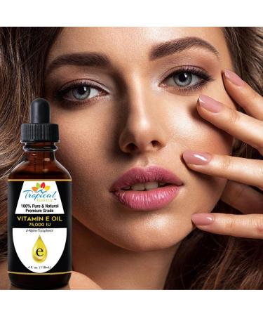 Buy 100% Pure Vitamin E Oil 4oz - Plant-Based D-Alpha Tocopherol for Skin Hair & Nails - Hydrates Reduces Scars & Age Spots - International Shipping Available - Buy Online on GoSupps.com