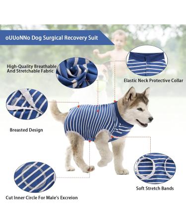 Ouuonno Healing Suits for Dogs | Surgical Relaxation for Abdominal Wounds & Skin Diseases | Cone Alternatives (XS Stripes Blue) - Buy Online on GoSupps.com