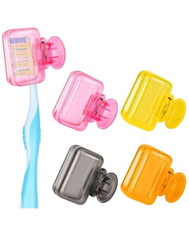 4 Pack Travel Toothbrush Head Covers Cap Toothbrush Protector Brush Pod Case Protective Plastic Clip for Household Travel Fits Most Manual and Electric Toothbrushes Yellow Orange Pink Gray