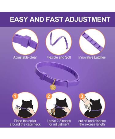 4 Pcs Lavender Scent Calming Cat Collar Set | Adjustable & Relaxing for Cats and Puppies | Reduce Stress & Anxiety | Up to 15 Inches | Purple & Gold - Buy Online on GoSupps.com