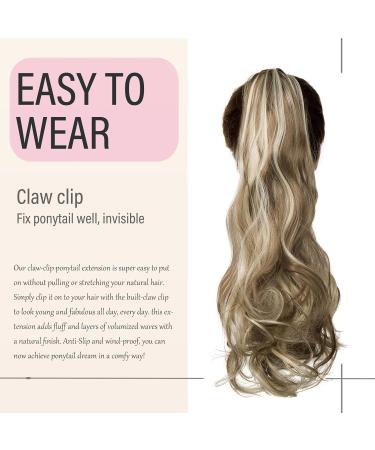 Dcbaboo Ponytail Extension Curly 18inch Claw Clip in Ponytail Hair Extensions Long Wavy Synthetic Pony tails Natural Wave One Piece Hairpiece Fake Ponytail for Women Ash Blonde/Bleach Blonde 18 inch 140g Ash Blonde/Bleach Blonde - Buy Online on GoSupps.com