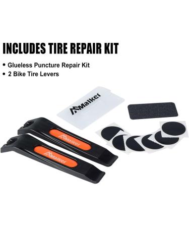 Malker Bike Pump - Presta & Schrader Valve Compatibility | Portable Aluminum Alloy Floor Pump with Bonus Tire Levers & Patch Kit - Black - Buy Online on GoSupps.com