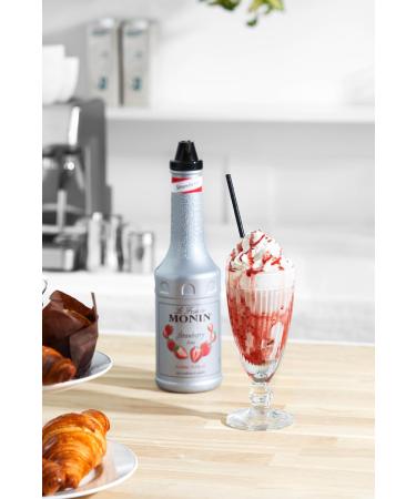 MONIN Strawberry Fruit Mix Puree 1L for Cocktails Smoothies and Mocktails. Vegan-Friendly Allergen-Free 100% Natural Flavours and Colourings. 2-in-1 Strawberry Puree and Sugar Syrup Hybrid - Buy Online on GoSupps.com