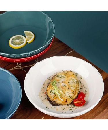Ceramic Soup Plate Set of 2 800 ml Stackable Kitchen Serving Salad Bowls Microwave and Oven Safe.-8 in-red (Color : Blue Size : 8 in) 8 in Blue - Buy Online on GoSupps.com