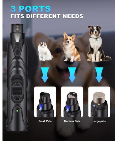 Justchee Dog Nail Grinder 2-Speed Electric Rechargeable Pet Nail Trimmer with Light 3 Ports Dog Nail Grinder Quiet Claw Grooming for Dog | Cat Low Noise and More Powerful Pet Nail Grinder (Black) - Buy Online on GoSupps.com