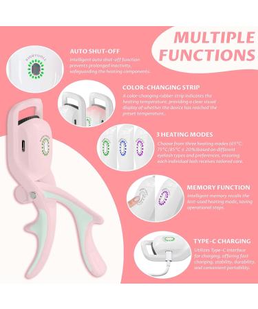 KIARYUOLL Electric Heated Eyelash Curler Kit Hot Lash Therapy Professional Eyelash Tools Battery Powered Lash Lifter Rechargeable Clamp for Various Eye Types Gift Plastic Material (Colour Pink) Rose Blossom-pink - Buy Online on GoSupps.com