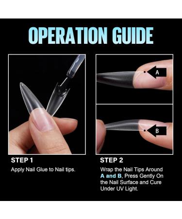 Shop Tomicca 240 PCS Clear False Nail Tips - Acrylic Half Cover French Stilettos - 12 Sizes for Nail Studios & DIY Extensions - Buy Online on GoSupps.com