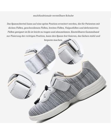 LEEWE Diabetic Shoes for Elderly - Wide Adjustable Closure Sneakers for Swollen Feet, Edema, Plantar Fasciitis - Blue, Size 41 - Buy Online on GoSupps.com