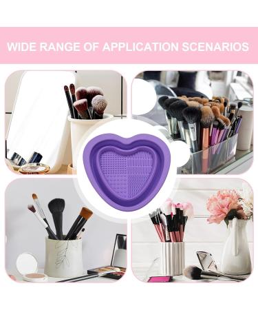 Geteawily Foldable Makeup Brush Cleaning Bowl | Heart Shape Silicone Cosmetic Brush Cleaner Portable Washing Tool for Brushes Sponges Makeup Cleaning Tools for Makeup Lovers Purple - Buy Online on GoSupps.com