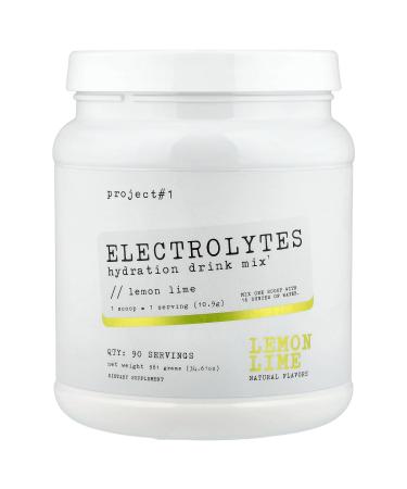 Project #1 Electrolyte Drink Mix - Lemon Lime Flavor - Enhanced Hydration with Potassium & Coconut Water - Low Calorie High Performance Electrolyte Powder for Fitness & Endurance - 90 Servings
