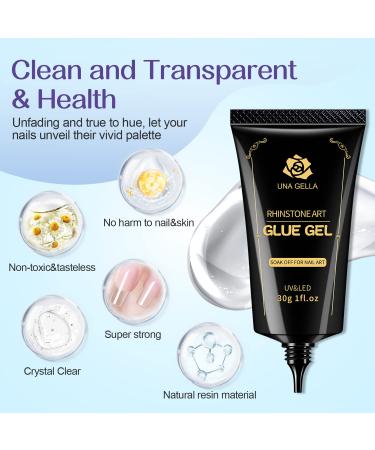 UNA GELLA Nail Art Rhinestone Glue | Strong Adhesive for Nail Beads, Stones & Crystals | 30ML - Buy Online on GoSupps.com