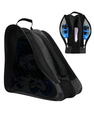FOUUA Roller Skate Bag, Breathable Ice Skate Bag with Adjustable Shoulder Strap, Oxford Cloth Skating Shoes Storage Bag Unisex Roller Skate Accessories Black