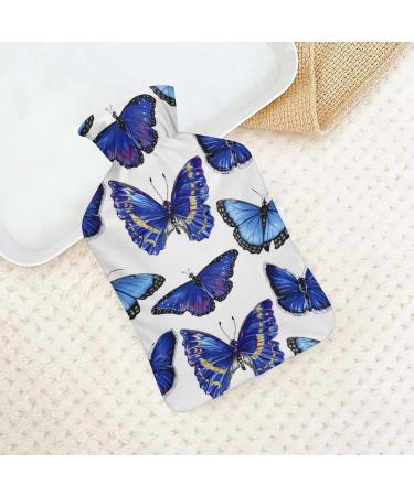 Blue Butterfly Hot Water Bottle - Plush Cover Hand Warmer for Adults & Kids | 26.5x15.3cm Shipping Worldwide - Buy Online on GoSupps.com