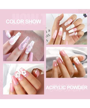 COSCELIA Acrylic Powder Set - 3 Colors 120G White Pink Clear for Nails Extension & 3D Carving - Home Salon Kit - Buy Online on GoSupps.com