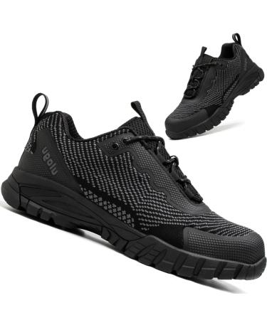 ulogu Men's Waterproof Hiking Shoe Comfy Lightweight All Day Work Walking Shoes 6-Month Warranty 14.5 Black