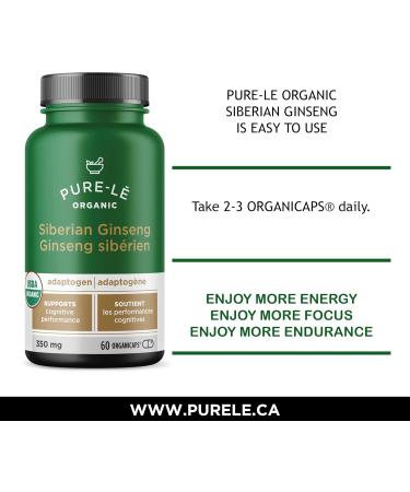 USDA Organic Siberian Ginseng (Eleuthero) 60 Organicaps - Organic Extra Strength Root Supplement for Strong Immunity Great Physical Shape Energy Stamina Endurance and Protection for Men & Women - Buy Online on GoSupps.com