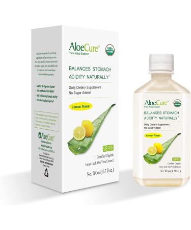 AloeCure USDA Organic Lemon Aloe Vera Juice 2x500ml Bottles - Inner Leaf, Acid Buffer, 12 Hours Harvested - Buy Online on GoSupps.com