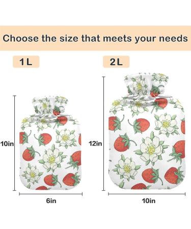 Naanle 2L Flower Strawberry Hot Water Bottle with Cover - Transparent Bed Warmer for Pain Relief & Cold Therapy | Large Hand & Feet Heater - Buy Online on GoSupps.com