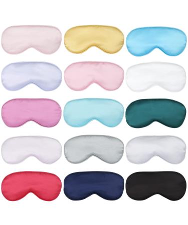 15pcs Sleep Mask for Sleeping-Adjustable Elastic Band Blackout Eye Mask Soft and Comfortable Eye Sleep Mask Suitable for Bed Plane Long-Distance Ride Office (Multicolor)