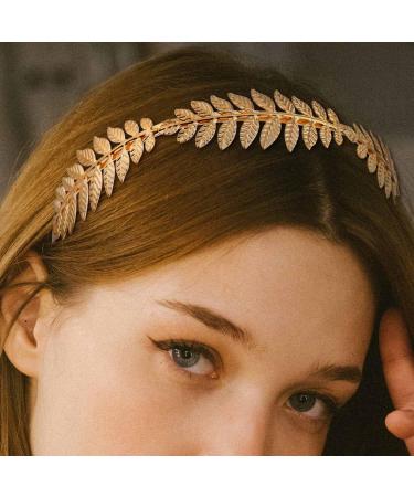 Danshinbow Greek Goddess Headband Leaf Crown Tiara Gold Leaf Band of Leaves Headband Bridal Headbands Headdress Headpiece Hairband for Women and Girls