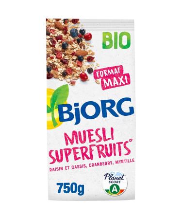 C r ales bio Muesli Super fruits BJORG - Le sachet de 750g Lot De 3 - Par Lot