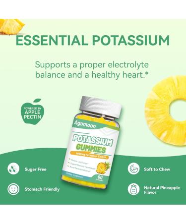 Potassium Gummies 1000mg Potassium Citrate Gummies for Adults Women & Men Chewable Potassium Supplement Support Leg Cramps & Muscle Health - Sugar Free Vegan 60 Count 60 Count (Pack of 1) - Buy Online on GoSupps.com