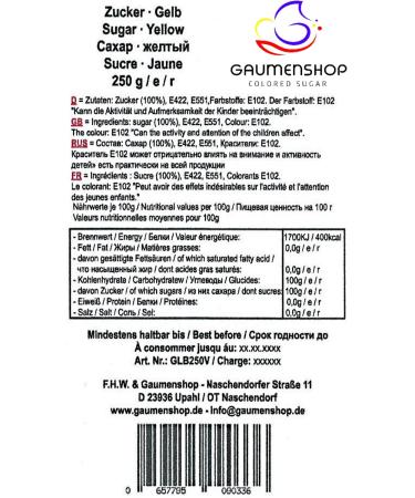 Buy Yellow Sun Coloured Sugar 250g - Decorative Baking Ingredient for International Shipping - Buy Online on GoSupps.com