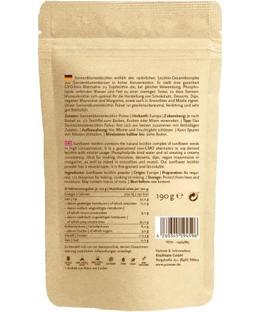 Buy Sunflower Lecithin Powder for Cooking & Baking | Vegan Emulsifier | Pureeraw 190g - Ideal for Healthy Recipes - Buy Online on GoSupps.com