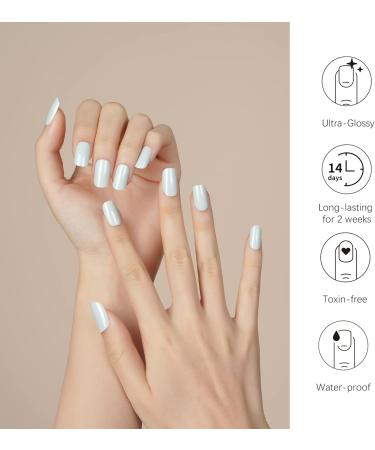 DANNI & TONI 28 Stickers Semi Cured Gel Nail Polish Strips in Light Cyan - Salon-Quality Manicure Stickers Set - Buy Online on GoSupps.com