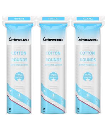 Cottonessence Cotton Rounds for Facial Cleansing and Nail Polish Removing 100% Pure Cotton Pad Hypoallergenic Makeup Remover Pad Multi-Layer Design Lint-Free