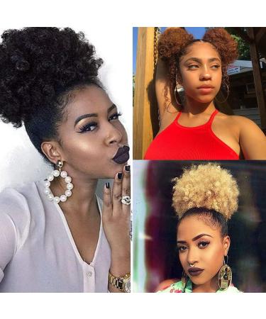 Synthetic Puff Afro Curly Hair Extension - Black Purple Short Hair Bun Drawstring Ponytail | 10 Pcs for Women - Buy Online on GoSupps.com