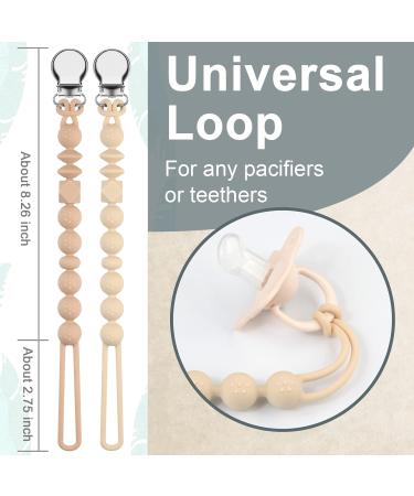 Silicone Dummy Clip Set for Teething Baby - Beige Oatmeal, Pastel Blue & Glacier Grey | Binky Holder for Boys and Girls - Flexible Soother Chain - Unisex Newborn Dummies - 1-Piece Design - Buy Online on GoSupps.com