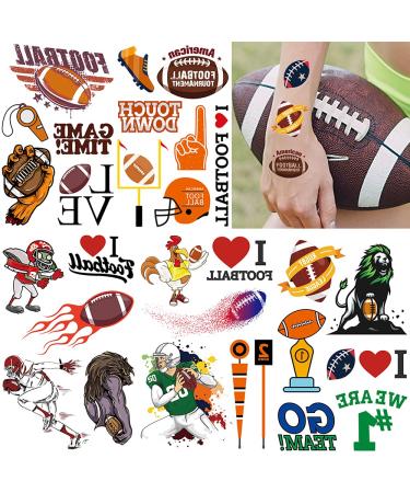 Temporary Tattoo  60pcs Fake Tattoos Designs  Waterproof Body Art Stickers  Fan Games Event Tattoo Decorations  Party Favors Scholl Reward Prizes Supplies for Boys Girls Women Men 10 Sheets Football