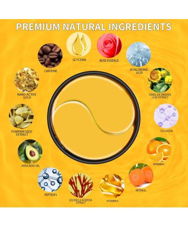 24K Gold Eye Masks for Dark Circles & Puffiness - 70PCS Under Eye Patches with Caffeine Hyaluronic Acid & Peptides for Eye Bags Treatment - Premium Skincare - Buy Online on GoSupps.com