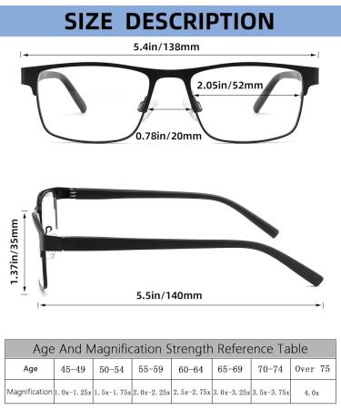 4 Pack Men's Reading Glasses - Blue Light Blocking Metal Frames Spring Hinges Includes Sun Reader - Reduce Eyestrain & Glare (+2.5 Magnification - Buy Online on GoSupps.com