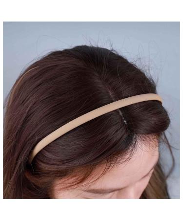 Yheakne Vintage Hair Hoop Headband French Head Hoop Hairbands Multi Color Resin Headbands Plastic Plain Hair Band Hoop Decorative Hairpiece Hair Accessories for Women and Girls (Khaki)
