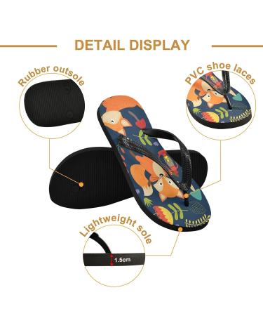 Mnsruu Multi-Colored Flip-Flops with Fox Flower & Mushroom Leaves - Perfect for Home Hotel Spa & Travel | Unisex Footwear for Men & Women - Buy Online on GoSupps.com