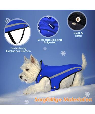 Slowton Winter Dog Jacket | Soft Flannel Coat with Adjustable Fit | Waterproof & Windproof | Reflective Stripes | Warm L Blue - Buy Online on GoSupps.com