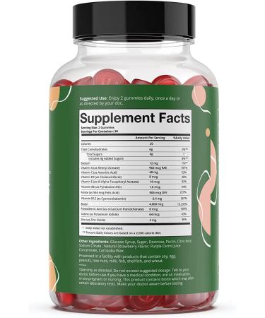 Embody Retinol Multivitamin Gummies - 60 Count Strawberry Flavor | Vitamin A Supplement for Anti-Aging, Acne, & Clear Skin | Hair, Skin & Nails Support with Biotin, Vitamin C, B12 & Zinc - Buy Online on GoSupps.com