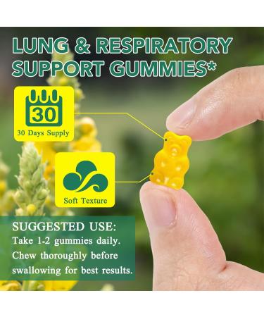 Mullein Leaf Extract for Lungs 2000mg Mullein Gummies for Lungs Respiratory & Digestive Support Natural Herbal Supplement Pear Flavor 60 Gummies - Buy Online on GoSupps.com