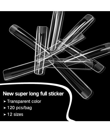 Ranrose 120PCS XXXL Clear Square Coffin Nail Tips - Extra Long Straight Acrylic False Press On Nails for Ballerina Style - Includes Storage Bag - Buy Online on GoSupps.com