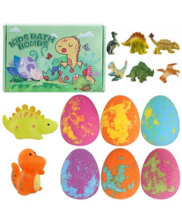 Litinliv 8 x Children's Bath Bombs with Surprise Inside Dinosaur Bath Bomb Set with Natural Essential Oils Gift Set for Boys and Girls