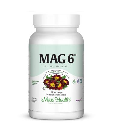 Maxi Health MAG 6 - Magnesium - with Vitamin B6 - Kidney Stones Support - 120 Capsules - Kosher 120 Count (Pack of 1) - Buy Online on GoSupps.com